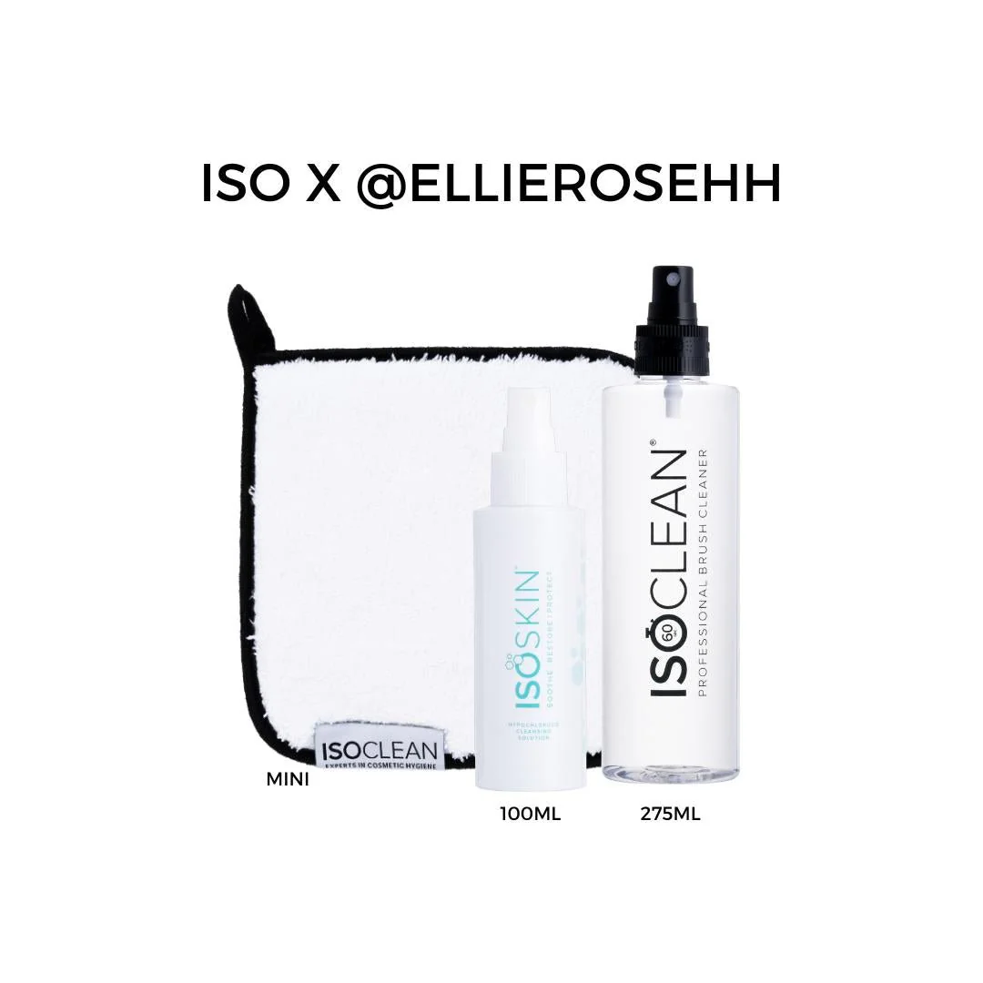 ISO x Ellierosehh Makeup Brush Cleaner & Hypochlorous Skin Spray Bundle for Spotless Tools & Glowing Skin