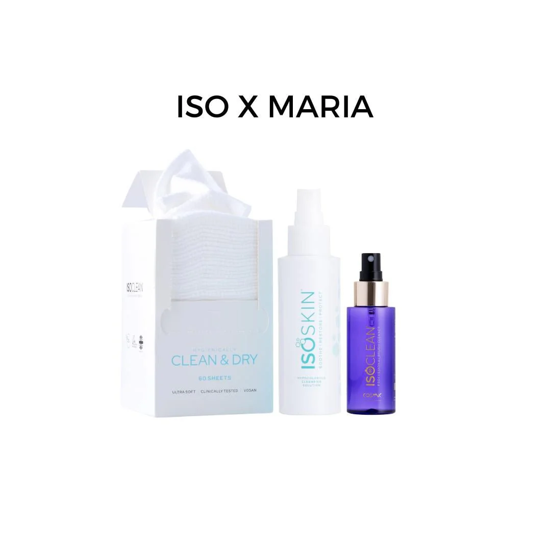 ISO x Maria - Isoskin Bundle with Scented 80ml brush cleaner Spray for Spotless Tools and Glowing Skin